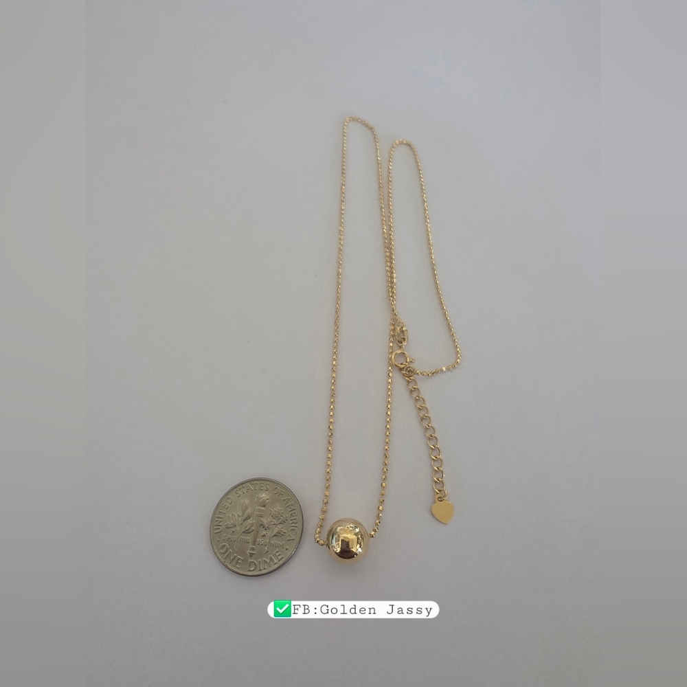 18k Real Gold Ball Necklace - image 3